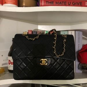 Authentic Vintage Chanel Medium Square Double Flap Lambskin Bag